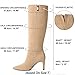Reitoye Knee High Camel Suede Boots Women Sexy Pointed Toe Stiletto Tall Boots Side Zipper Dress Fashion Boots Shoes Size 8