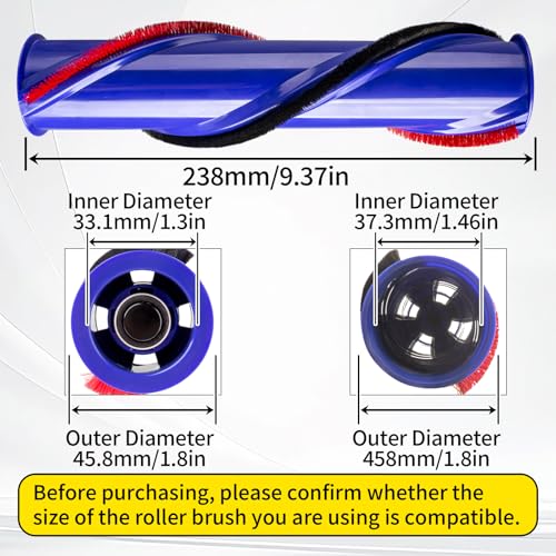 Image of For Dyson V6 Replacement Parts: Brush Roller For Dyson V6 Roller Brush Replacement Animal Absolute Cordless Vacuum Attachments, Part No. 966821-01, 966084-01 (4-Prong, tip is 45mm)