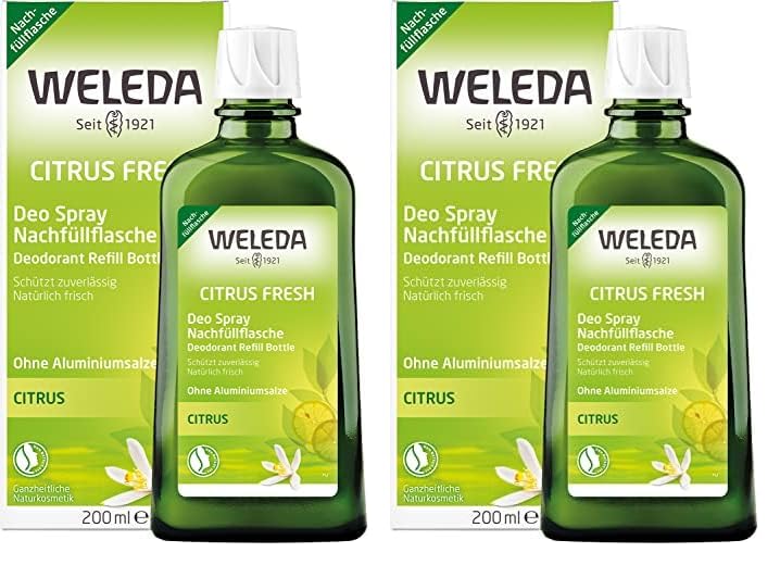 WELEDA Bio Deodorant CITRUS FRESH Nachfüllflasche - natürlich frisches Naturkosmetik Deo mit ätherischen Ölen, wirkt desodorierend ohne Poren zu verschließen, ohne Aluminiumsalze (1 x 200 ml)