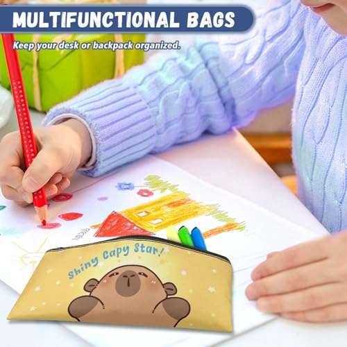 Image of Kawaii Capybara Pencil Case Lightweight Pencil Pouch with Zipper Kawaii Pen Organizer for Toddlers Girls Cute Crayon Pouch for Painting Lesson