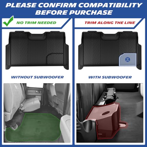 Image of Michelin Vehicle Mats for 2011-2014 Ford F-150 SuperCrew Cab Bench Seat | Floor Mats Fit w /o Center Console /Carpet Floor, Not fit SuperCab /RegularCab, All-Weather TPE Custom Fit Liner, Premier