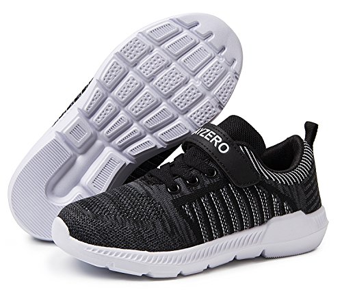 Vivay Boys Tennis Shoes Kids Sneakers Athletic Running Walking Sneakers for Little Kid and Big Kid (2D Black/White,Size 2.5 Little Kid)