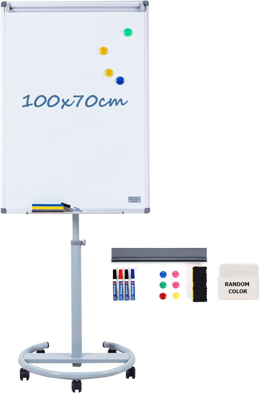 Swansea Mobile Flip Chart Easel Magnetic Dry Erase Boards 100x70cm