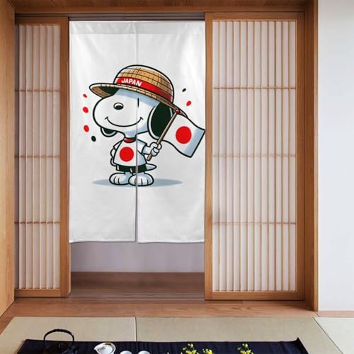 のれん 暖簾 スヌーピー かわいい 漫画 遮光 カーテン ロング おしゃれ 和風 目隠し 湯のれん 間仕切り リビング 玄関 キッチン 日除け 洗える 86cm×143cm 人気 アニメ