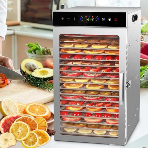 Genérico Deshidratador de Alimentos de 18 Bandejas, Secador de Alimentos con Temporizador y Temperatura Ajustables, Máquina de Secado para el Hogar