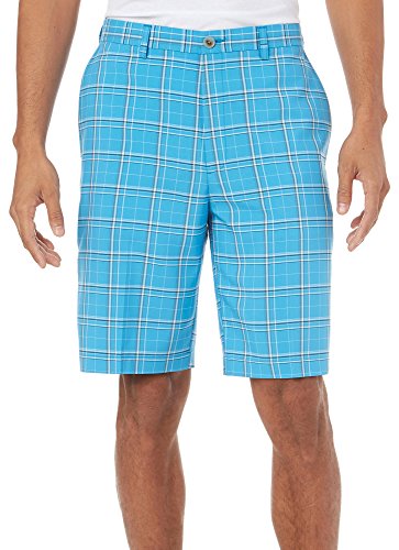 Haggar Men's Cool 18 Expandable-Waist Woven Plaid Plain-Front Short