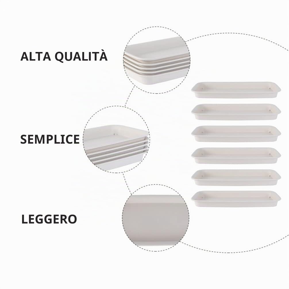Happyyami 6pezzi Vassoi per Fioriere Stabili Vaschette Sottovasi per Piante Plastica Leggera Resistenti e Pratici Prevenzione Perdite e Facilità di Manovra per Vasi da Giardino e Interni
