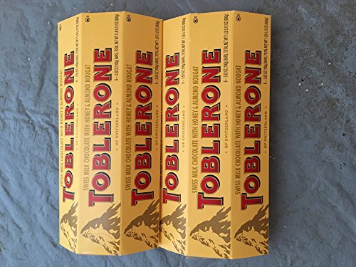 TOBLERONE ( 2 Pack )6-3.52oz ( 12 Total Bars ) Of Each Of SWISS MILK CHOCOLATE WITH HONEY & ALMOND NOUGAT