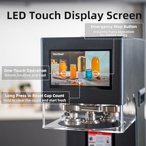 Image of Commercial Soda Can Sealer, Fully Automatic Can Sealing Machine, 2.17in 55MM Can Sealer Machine for Aluminum & Plastic Cans Touch Screen Operation, No Need Cup Mat, Auto-Detect Height