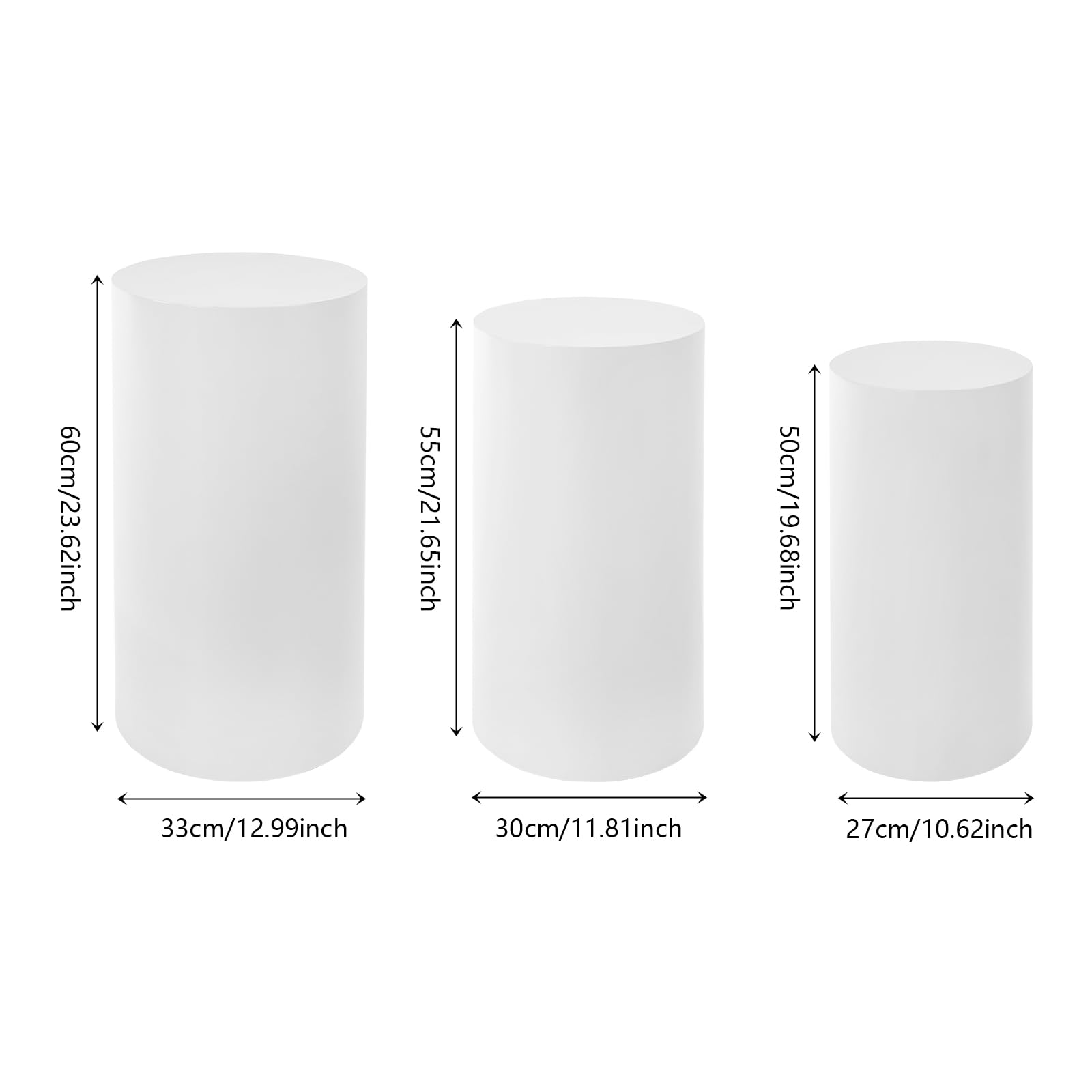 Lot de 3 supports cylindriques pour gâteaux - Blanc