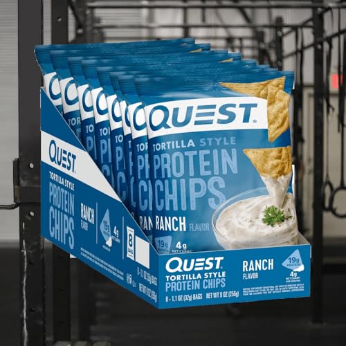 Image of Quest Nutrition Tortilla Style Protein Chips, Ranch, Low Carb, Gluten Free, Baked, 1.1 Ounce (Pack of 8)