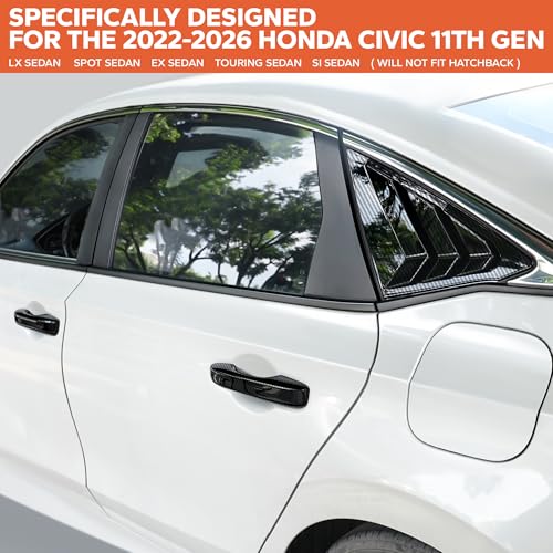 Image of for 11th Gen Honda Civic Accessories (2022-2026), 6pcs Exterior Trim Set - Door Handle Covers&Triangle Window Covers (Carbon Fiber)