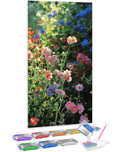 Manualidades de adultos Jumpdot para pintar con diamantes, mural floral de pasillo
