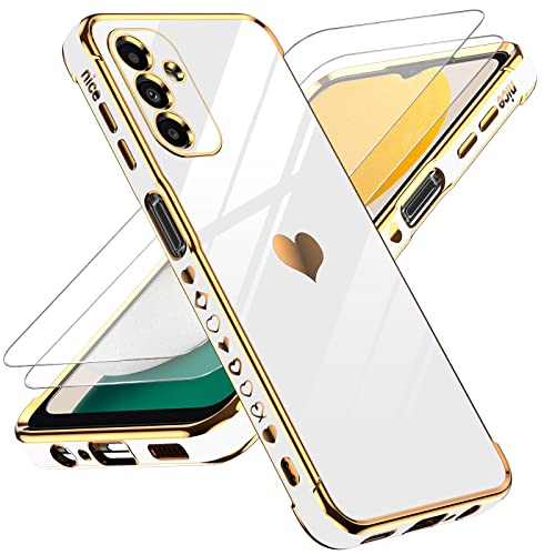 LeYi for Samsung Galaxy A13 5G Case with Aesthetic Full Camera Lens Protection + [2 Pcs] Tempered Glass Screen Protector, Silicone Case for Samsung Galaxy A13 5G, White