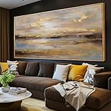 Large Framed Artwork for Living Room Abstract Bedroom Wall Art Gold Abstract Wall Decor Office Home Decor 29'x 58' Canvas Painting Wall Hanging