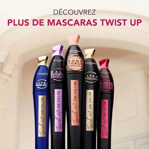 Bourjois Twist Up The Volume Bond Force, Noir, Mascara, Apporte instantanément volume et longueur, Cils plus épais et plus forts, Brosse 2-en-1 transformable, 8 ml
