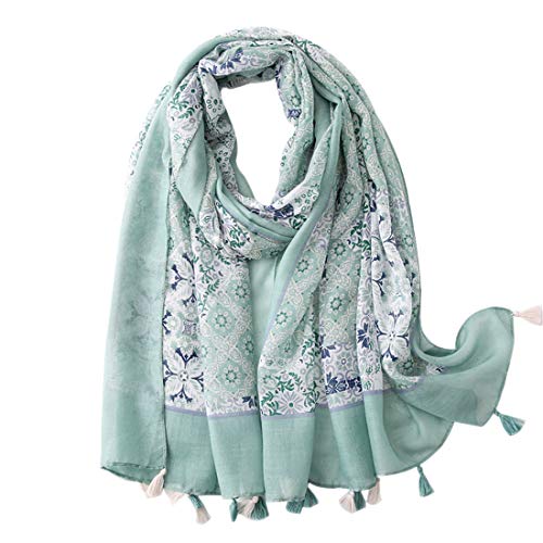 FAIRYGATE Schals & Tücher für Damen mit Quaste Stilvoll Weich Leicht Lang Groß Hellgrün Schalkragen Geschenke für Mama Paisley Schal 35001