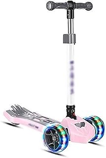 THj Scooters Kick Scooters Cooter Bars,Kick Folding Kids Kick with Music, Adjustable Flashing 4 Wheel Board for 2-8 Year Old, No Electric, 60×28×82Cm (Color : Blue)