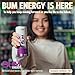 BUM Sugar-Free Energy Drink, Grape - Lightly Carbonated & No Artificial Colors, Natural Caffeine & Citicoline for Energy & Focus, Brain Boost & Workout Sports Beverage - 12 oz, Pack of 12