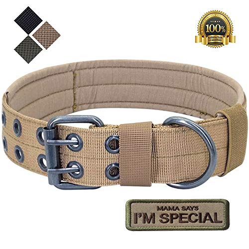 S.Lux - Collares tácticos para perros, nailon militar ajustable con hebilla de metal en D para entrenamiento de perros, colección de collares de martingala clásicos de color sólido