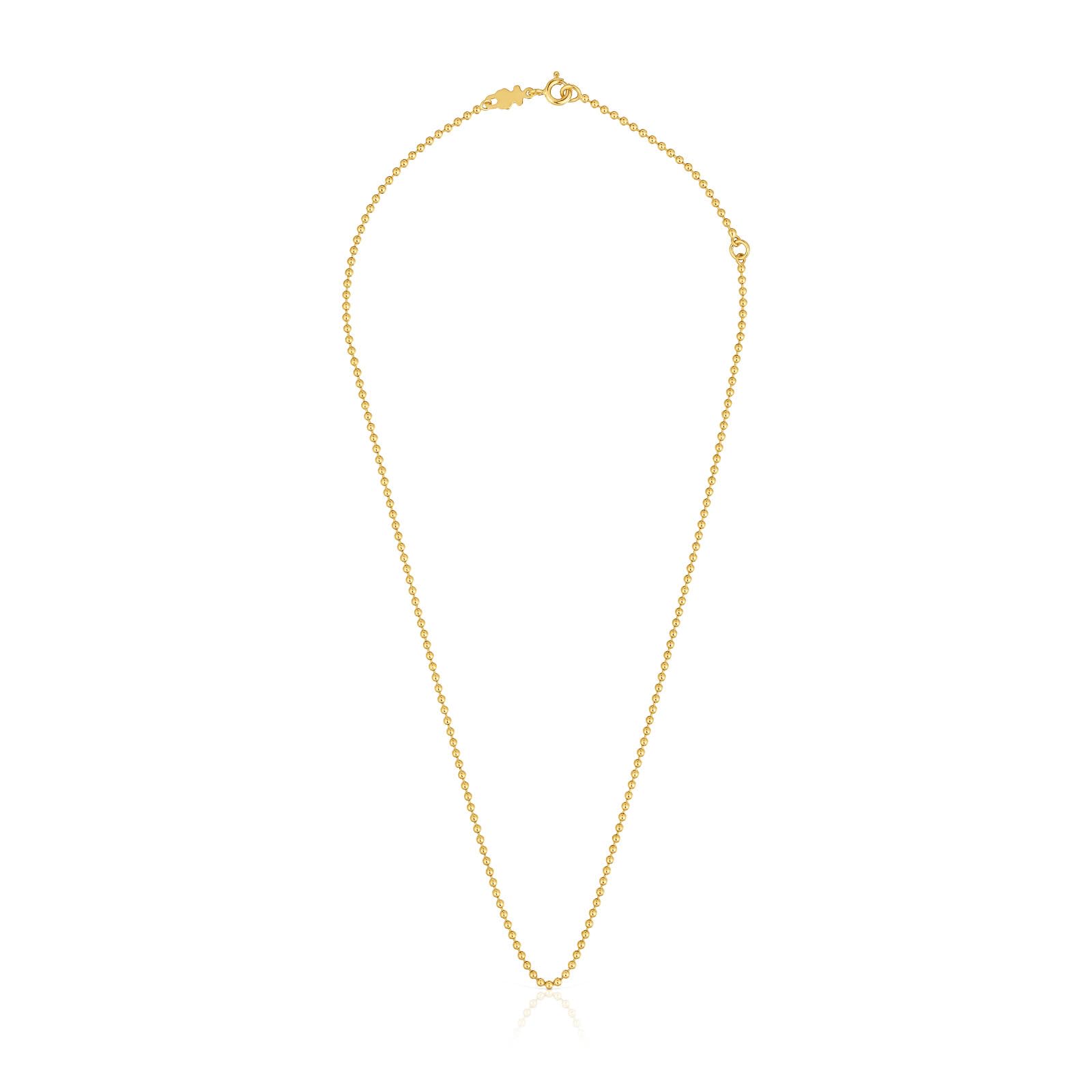 TOUS Gargantilla para Mujer con Baño de Oro de 18 Kt sobre Plata de Primera Ley con Bolas, 45 cm de Largo,Colección Basics