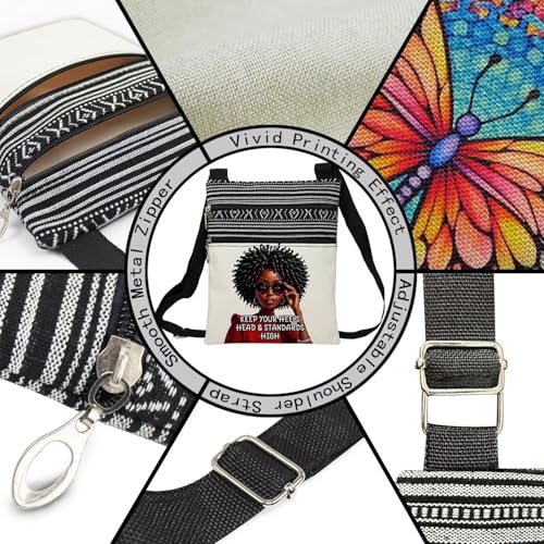 African American Messenger Bag Small Ethnic Pattern Printed Adjustable Strap Crossbody Zipper Pouch Afro Inspiring Phone Organizer Wallet Cute Shoulder Handbag for Black Women4