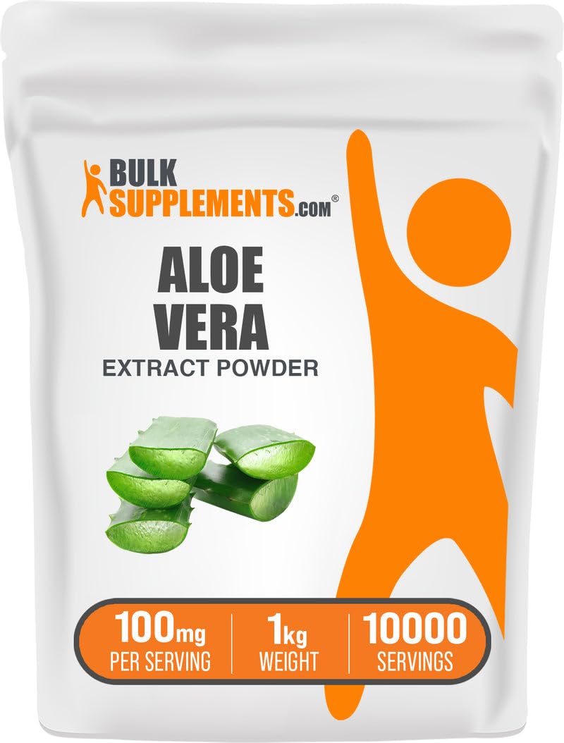 BulkSupplements.com Aloe Vera Extract Powder - Aloe Vera Supplement, Herbal Supplement - Vegan & Gluten Free, 100mg per Serving, 1kg (2.2 lbs) (Pack of 1) 35.27 Ounce (Pack of 1)