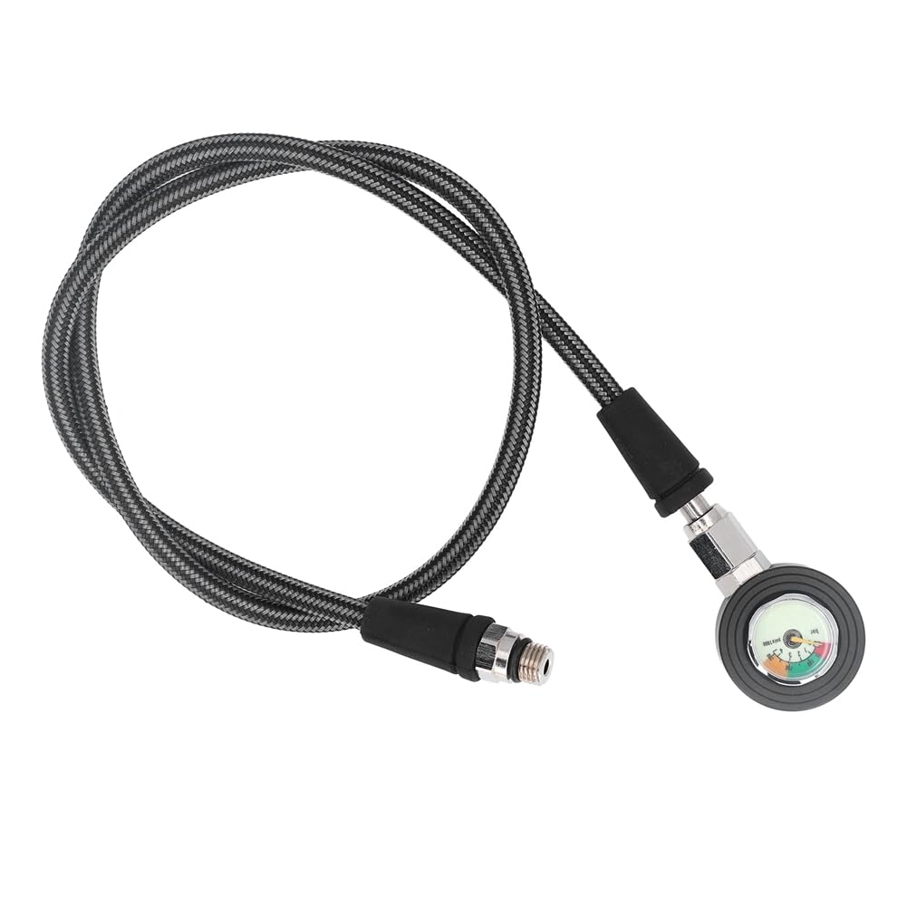 Manómetro de Buceo Luminoso, Sumergible, con Manguera de Alta Presión para Regulador BCD de 80 cm.