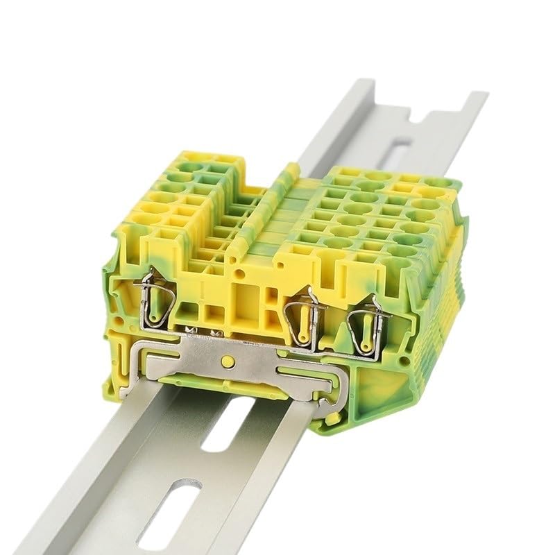ST2.5-TW-PE Din Rail Ground Wire Connector for 2.5mm² 3 Connections Spring Terminal Block 5Pcs(5 Pcs)