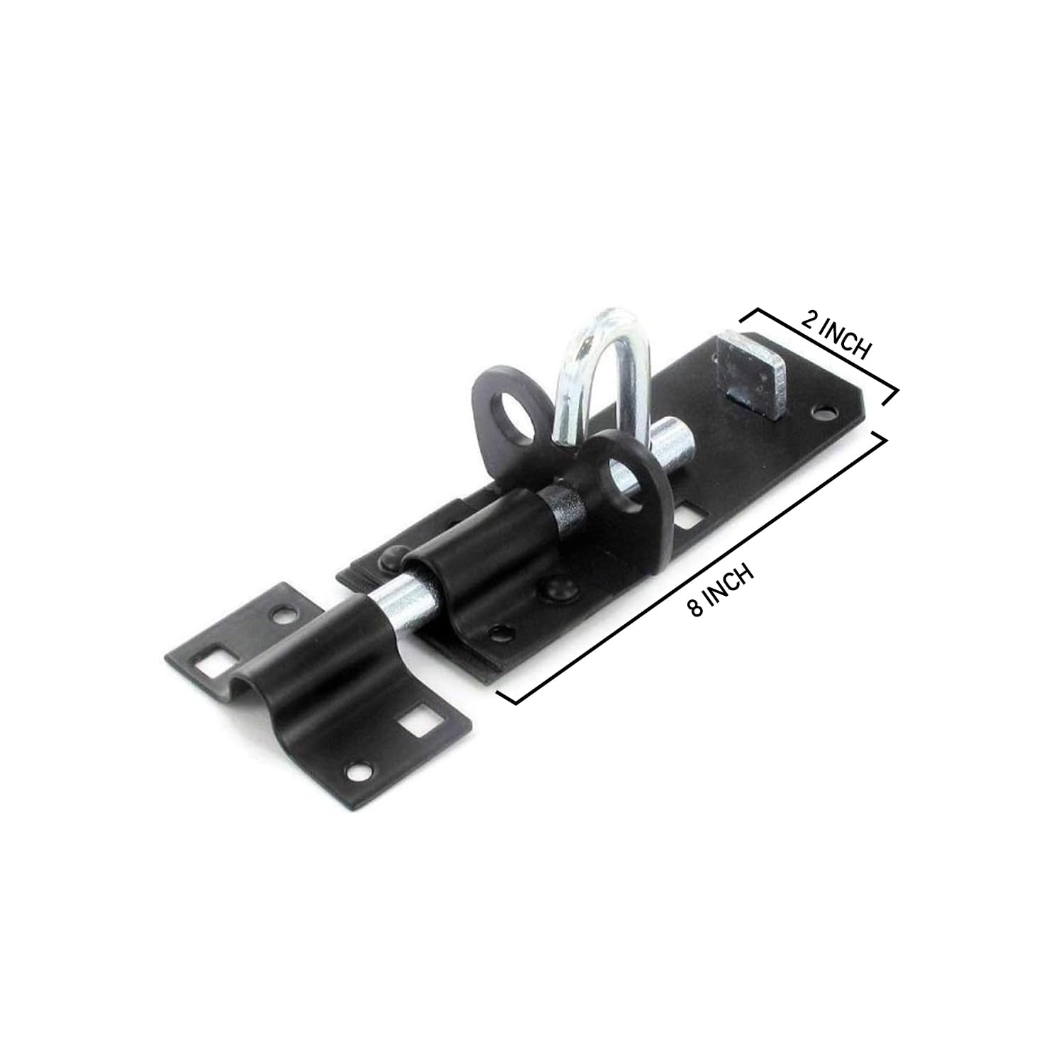 Primes DIY 2 Pieces 200mm (8”) Brenton Gate Bolt Door Lock, Sliding Padbolt with Black Oxide Plated Galvanised Finish - Image 2