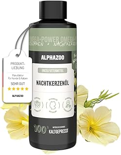 alphazoo Premium Nachtkerzenöl für Hunde 100 ml – Kaltgepresstes Futteröl mit Omega-6 & Omega-9 Fettsäuren – Für gesunde Haut & glänzendes Fell product image