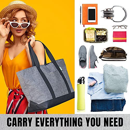 X-Large Tote Bag For Women or Men – Premium 22" Carry-All Bag With Foldaway Zipper Top – For Work, Gym, Pool, Teachers, Nurses – Stylish, Durable Utility Tote For Daily Use (Slate)2