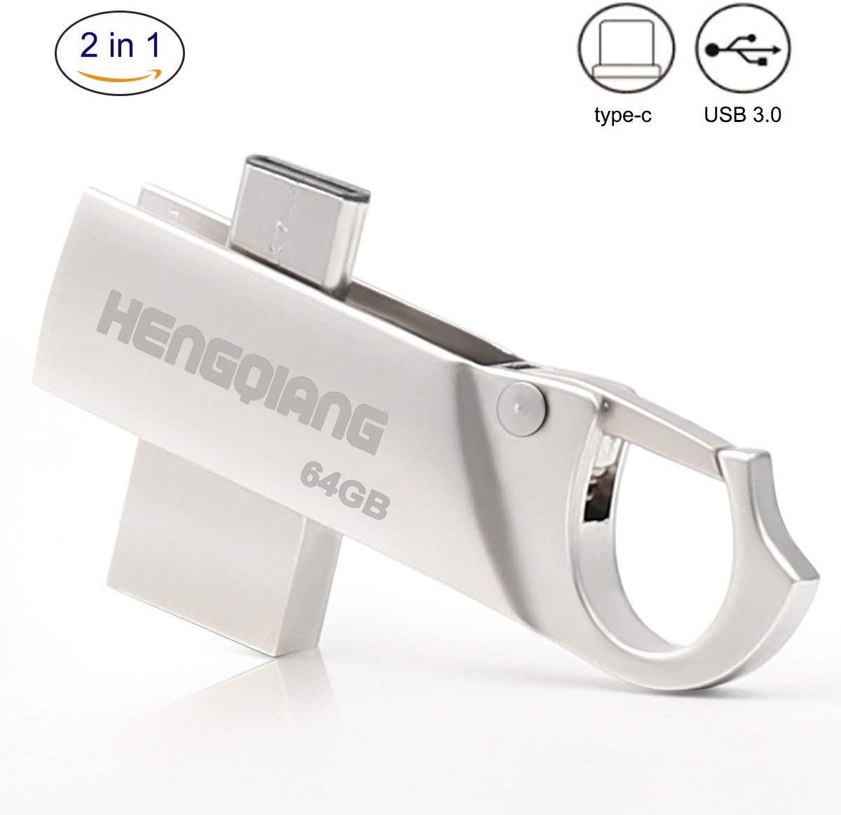 USB Type-C Flash Drive, HENGQIANG USB-C/USB 3.0 Memory Stick for New MacBook Pro, Google Chromebook Pixel, Surface Pro and More Type-C Smartphones & Tablets (64G)