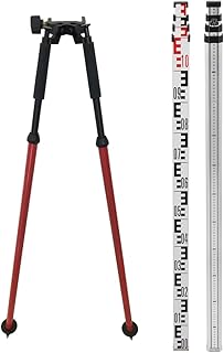 Aluminum Tripod Bipod for Prism Poles Surveying or GPS Poles of Total Station GPS GNSS, Aluminum Leveling rod Thickness 1mm Print E,with Carrying Bags and Rod level (4m) - Mountlaser