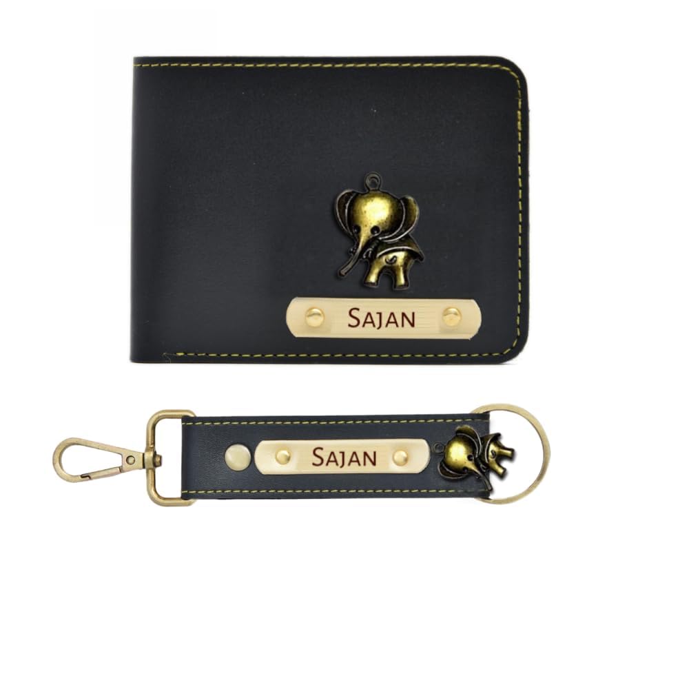 The Unique Gift StudioLeather Men's Wallet and Keychain Combo Pack for Gift/Combo Set - Black 2