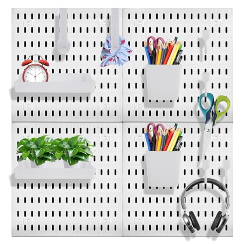 LDXDRU 4PCS 30x30cm Pegboard Combination Kit Wall Organiser Pegboard