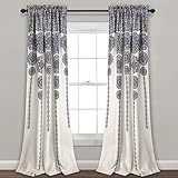 Lush Decor Stripe Medallion Curtains Fabric Mandala Bohemian Damask Print Room Darkening Window...