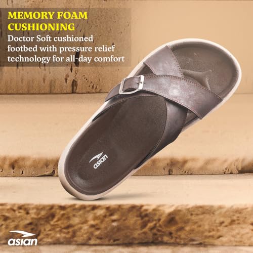Image of ASIAN MEDISOL-01 OrthoSoft Extra Soft Doctor Slippers for Men | Men's Flip Flop Slippers with Soft Cushion & Arch Support | Broad Strap Casual Slides | Comfortable Daily Wear Footwear