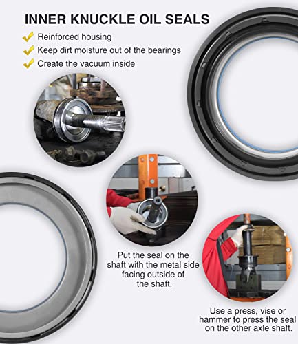 Outer Axle Knuckle Tube Dust Seal & Inner Tube Seal & Needle Bearing & Snap Ring & Thrust Washer Seals Kit For 1998-2004 Ford Super Duty Excursion F250 F350 F450 F550 With Dana 50 60 Front Axle #TOP2