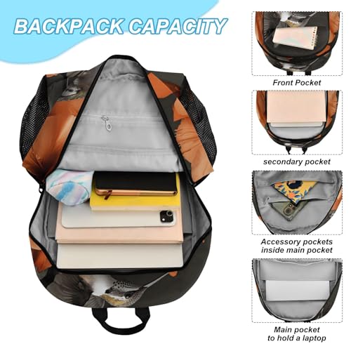 Travel Backpack Lunch Bag Set for Hiking Picnic, Backpacks with Insulated Lunch Box Hummingbird Floral Print4