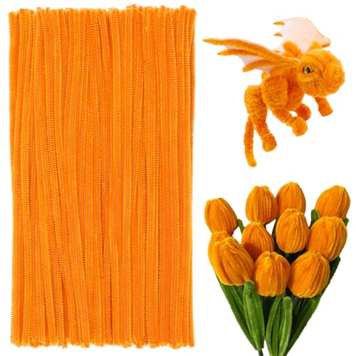 180 Pieces Pipe Cleaners Chenille Stem Orange Craft Pipe Cleaners 11.8inch Christmas Pipe Cleaners Chenille Stems for Mothers Day DIY Art Crafts Decorations Supplies (Golden)