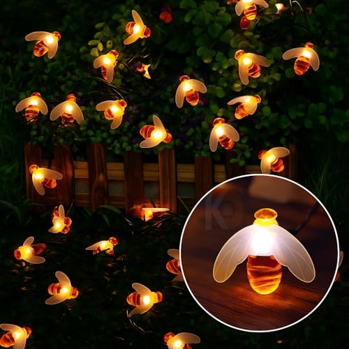 Image of K D Honey Bee String Fairy Lights -Yellow | 16 LED Honee Bee led Light with Plug | 7.5 ft Length | Waterproof Decor Lights for Diwali /Cafe /Home for Indoor & Outdoor (Honey bee Yellow)
