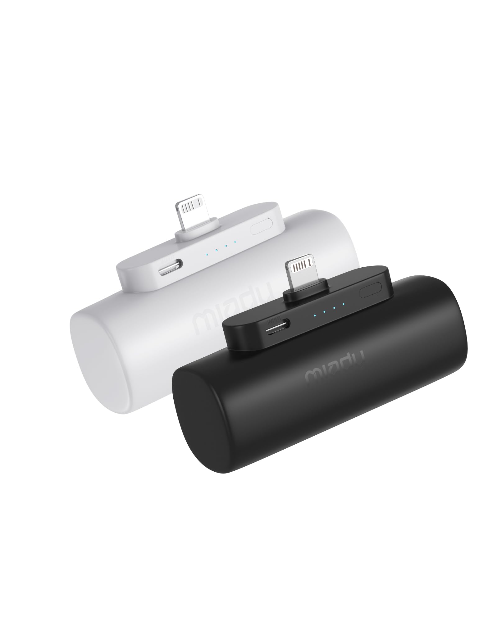 Miady 2-Pack Mini Portable Charger Built-in Connector for iPhone 14 13 Series 5000mAh Small Power Bank 5V 2