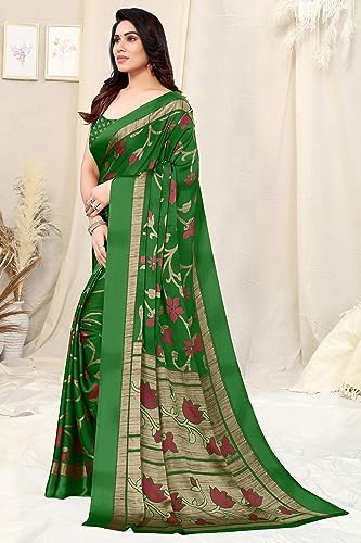 Image of MIRCHI FASHION Saree for Woman Chiffon Floral Printed | Lightweight Daily Wear Women's Sari with Unstitched Blouse Piece (Available in 20 Colors)