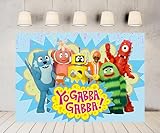 Yo Gabba Gabba Birthday Photography Backdrop 5x3ft Photo Background Cartoon Monsters Happy Birthday Banner for Party Supplies Decorations
