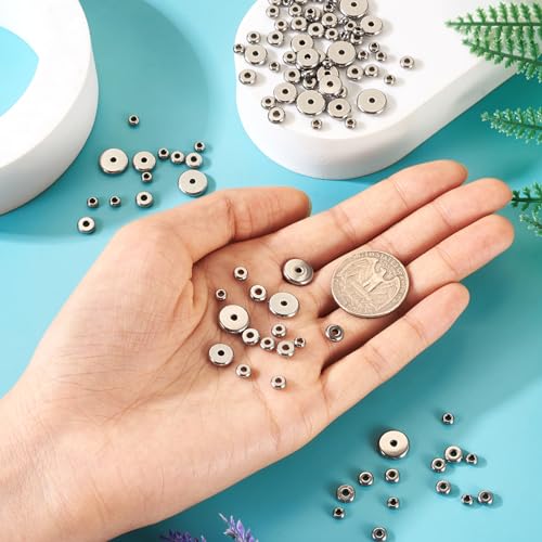 Cuentas espaciadoras de acero inoxidable Craftdady redondas y planas Heishi para joyería 3
