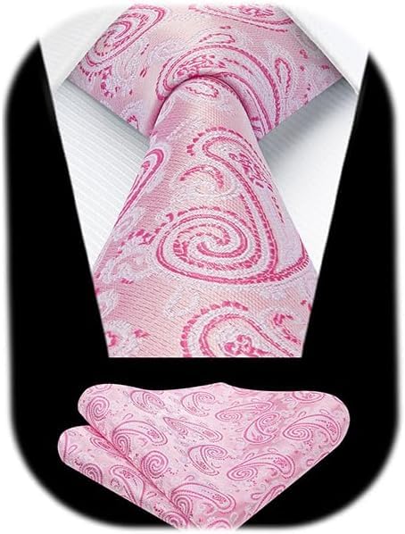 Image of HISDERN Ties for Men Paisley Floral Tie Handkerchief Classic Woven Business Formal Necktie and Pocket Square Set Wedding