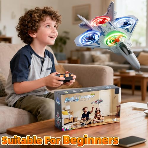 Image of Remote Control Airplane Drone for Kids Ages 4-6-8-10-12, RC Plane Jet Drone with One Key Take Off-Landing, Headless Mode, 360 Flip for Kids Boys Beginners, Outdoor Flying Toys Birthday Gifts for Boys