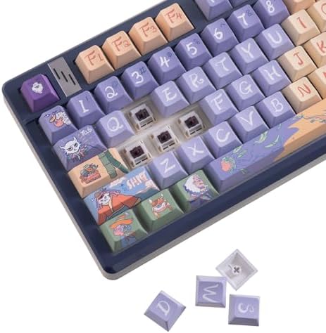 GK GAMAKAY 139 Keys Purple Yellow Modern Keycap Set Original Cherry Profile | Five-Sided Thermal Sublimation PBT Keycap for 60/61/64/68/75/87/96/104/108 Layout Mechanical Gaming Keyboard (Purple&Yellow)