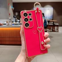 ZTOFERA for Samsung Galaxy S21 Ultra 5G Case with Wrist Strap,Hot Pink